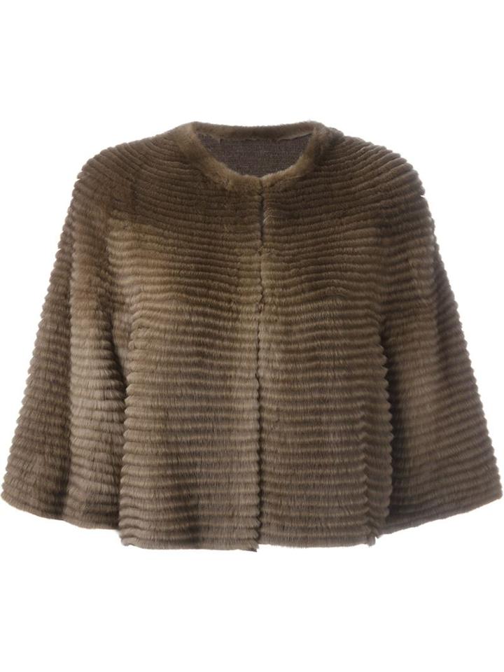Liska Cashmere Boxy Fit Jacket, Women's, Size: 2, Brown, Mink Fur/cashmere