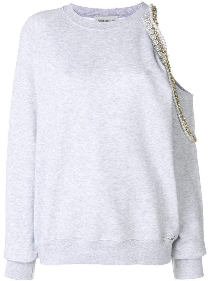 Forte Dei Marmi Couture Cindy Crawford Embellished Sweatshirt - Grey