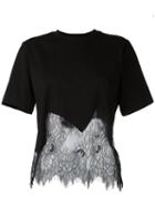 Mcq Alexander Mcqueen Lace Insert T-shirt, Women's, Size: Xs, Black, Cotton/polyamide