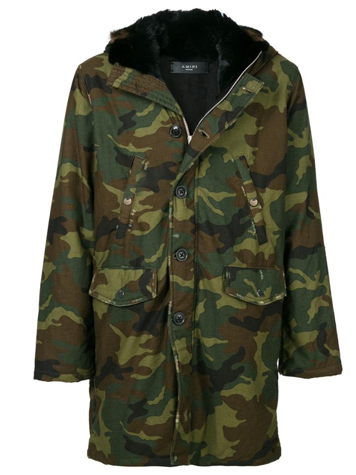 Amiri Camouflage Print Parka - Green