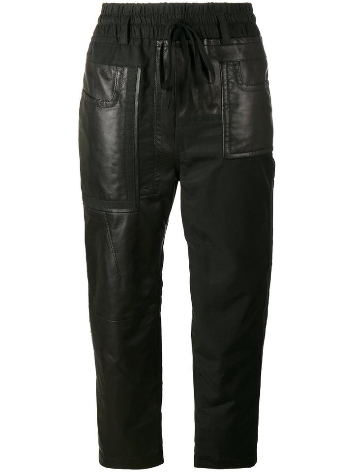 Haider Ackermann Cropped Panelled Trousers, Women's, Size: 36, Black, Leather/cotton/rayon/cotton