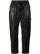 Haider Ackermann Cropped Panelled Trousers, Women's, Size: 36, Black, Leather/cotton/rayon/cotton