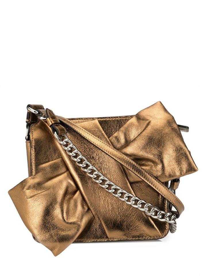 Paule Ka Slanted Bow-tie Crossbody Bag - Gold