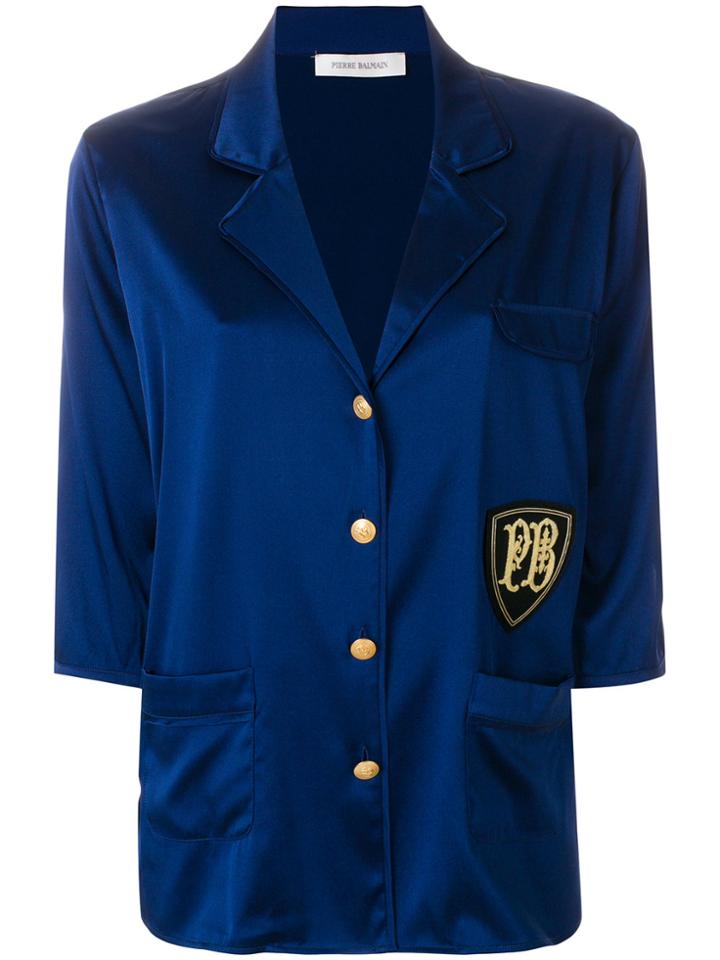 Pierre Balmain Satin Pyjama Shirt - Blue
