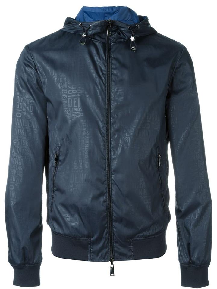 Armani Jeans Reversible Hooded Jacket, Men's, Size: 48, Blue, Polyester