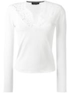 Twin-set Lace V-neck Jumper, Women's, Size: Xl, White, Cotton/polyamide/spandex/elastane