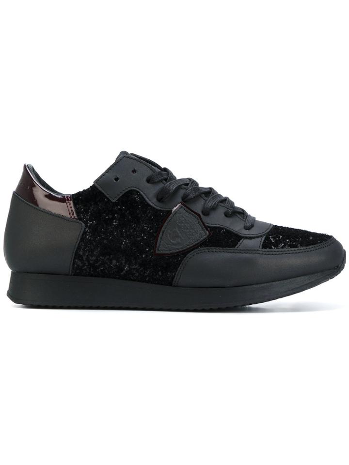 Philippe Model Glittery Effect Lace-up Sneakers - Black