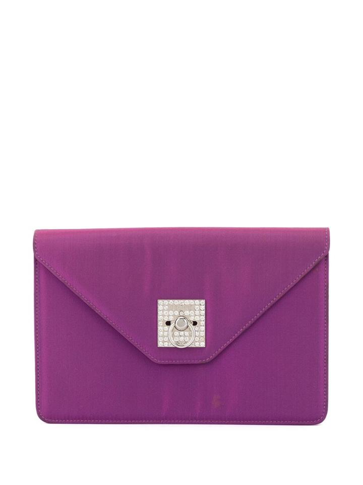 Céline Pre-owned Logos Rhinestone Clutch Hand Bag - Purple