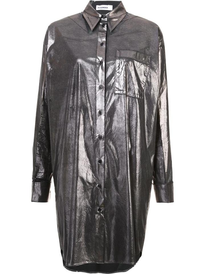 Jil Sander Metallic (grey) Long Shirt, Women's, Size: 34, Cotton/polyamide/spandex/elastane