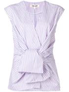 Dvf Diane Von Furstenberg Striped Knot Front Blouse - Pink & Purple