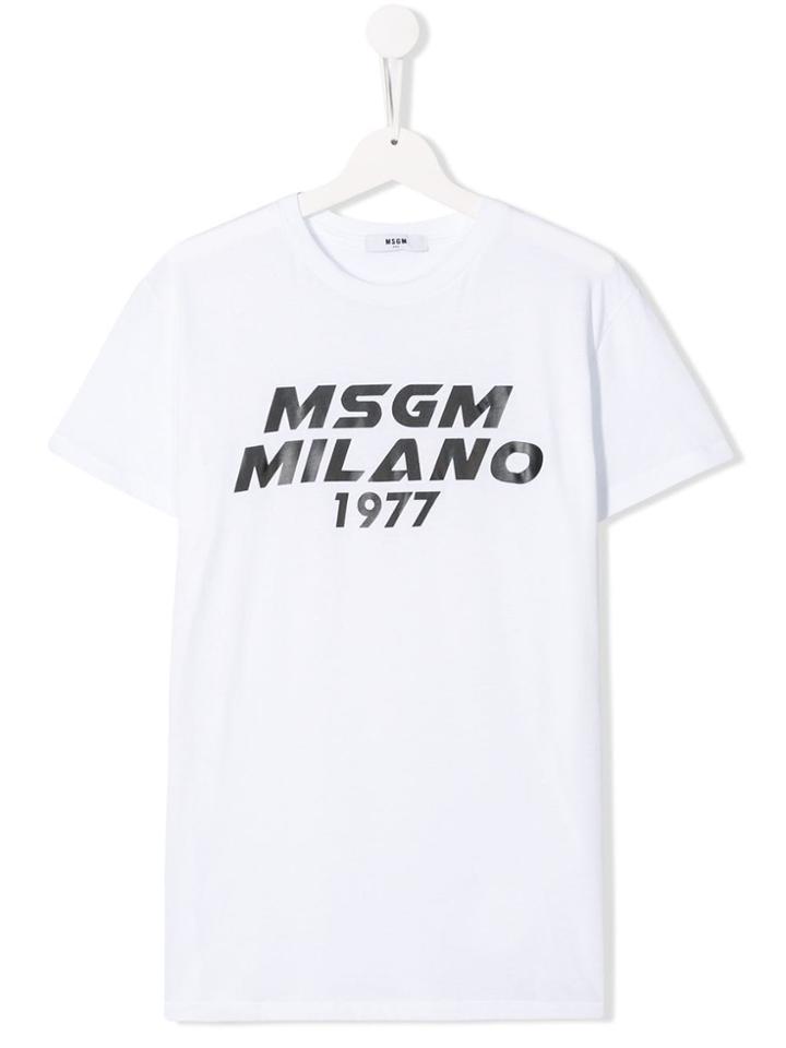 Msgm Kids Teen Contrasting Logo Print T-shirt - White