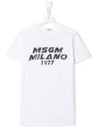 Msgm Kids Teen Contrasting Logo Print T-shirt - White