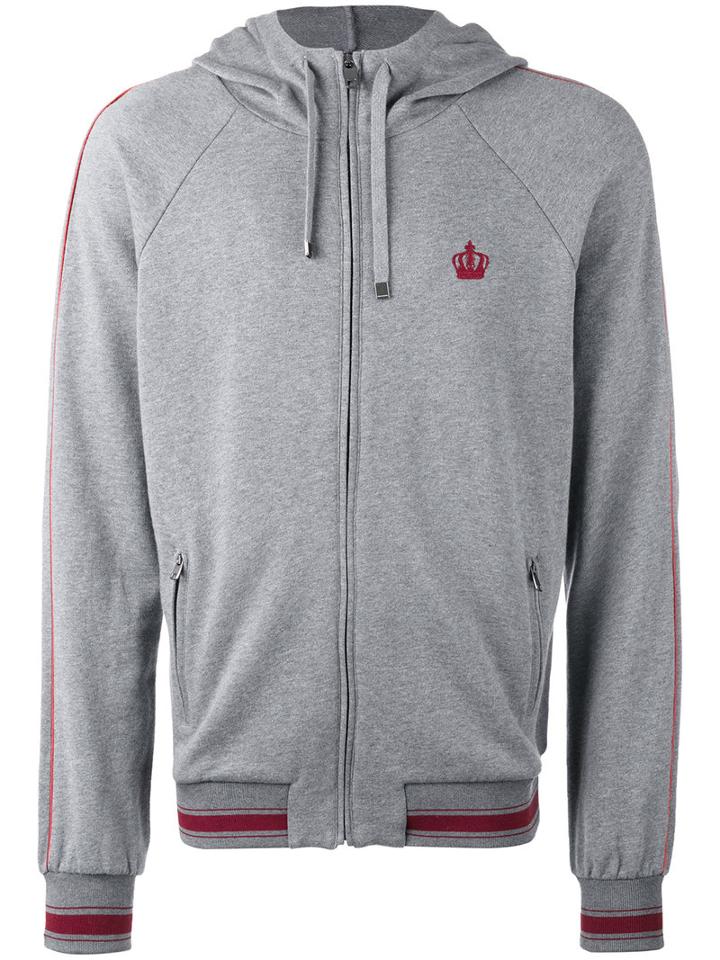 Dolce & Gabbana Logo Zipped Hoodie, Men's, Size: 50, Grey, Cotton
