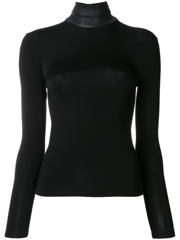 Helmut Lang Leather Neck Top - Black