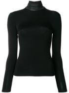 Helmut Lang Leather Neck Top - Black