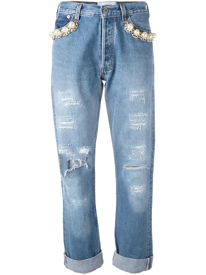Forte Couture 'bou Perlee Catene' Jeans, Women's, Size: 25, Blue, Cotton