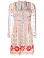 Temperley London Sheer Embroidered Mini Dress - Neutrals