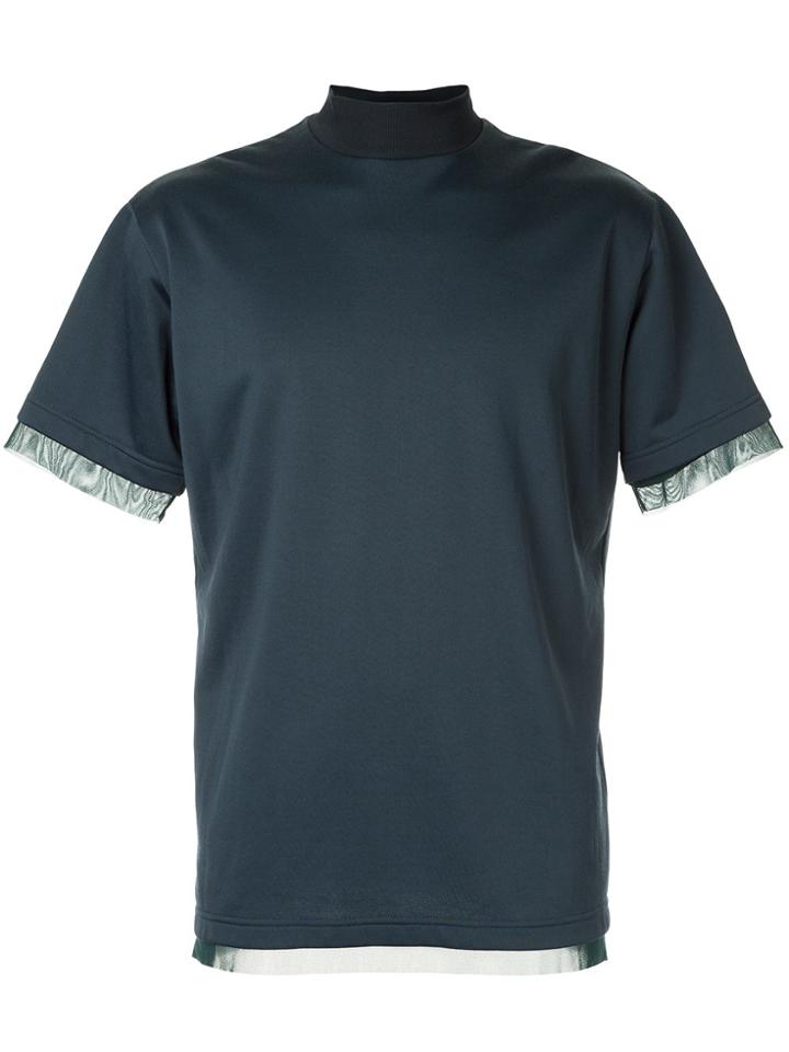 Kolor Turtle-neck Fitted T-shirt - Blue