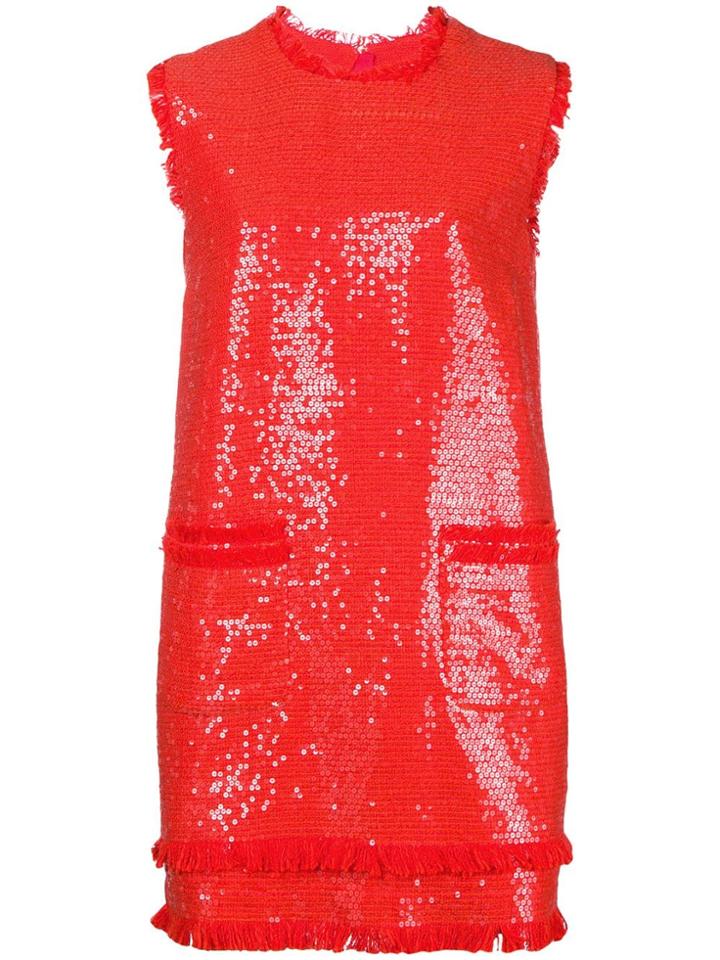 Msgm Short Round Neck Dress - Yellow & Orange