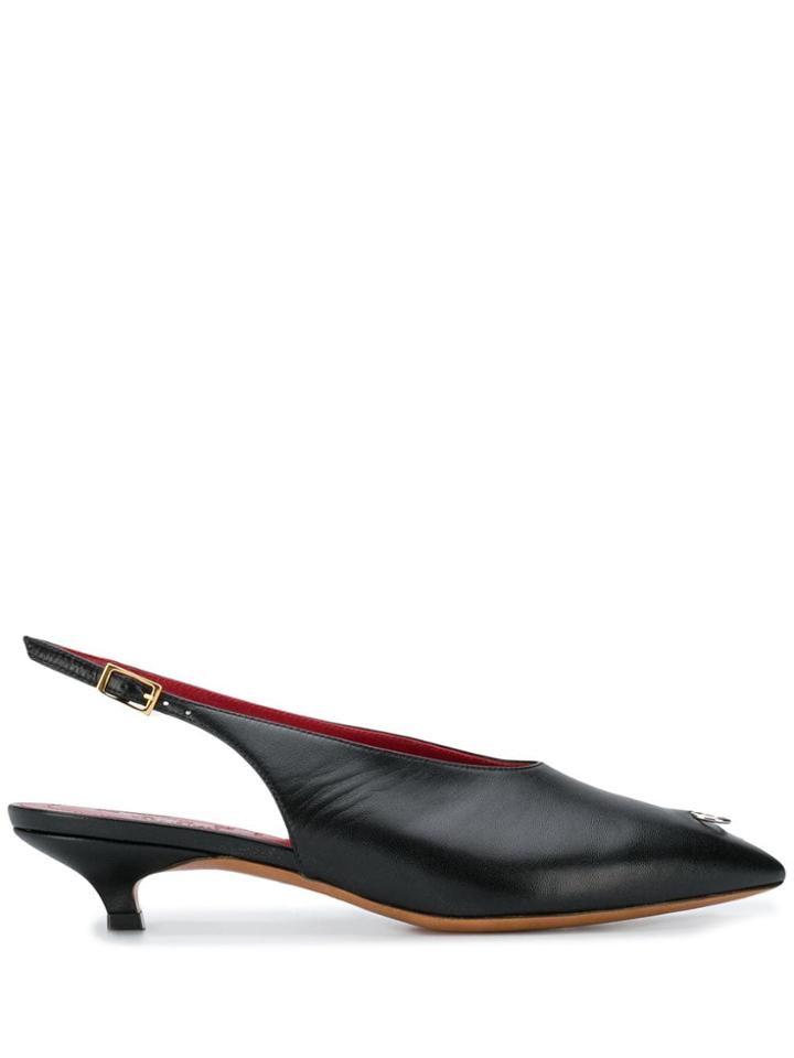 Marni Ring Detail Slingback Shoes - Black
