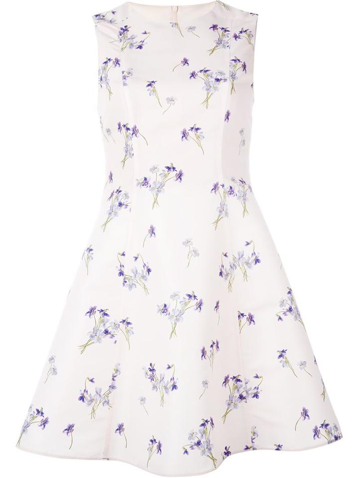 Red Valentino Sleeveless Floral Print Dress, Women's, Size: 38, Pink/purple, Polyester/acetate