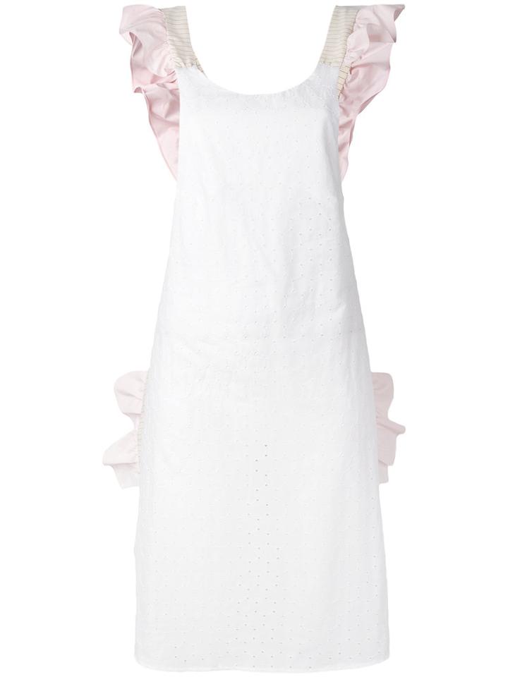 Anna K - Frill Trim Dress - Women - Cotton - Xs, White, Cotton