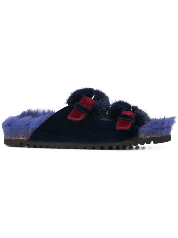 Sergio Amaranti Velvet Fur Sandal - Red
