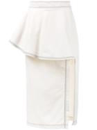 Stella Mccartney Ruffle Straight Skirt, Size: 38, Nude/neutrals, Cotton/linen/flax/polyamide