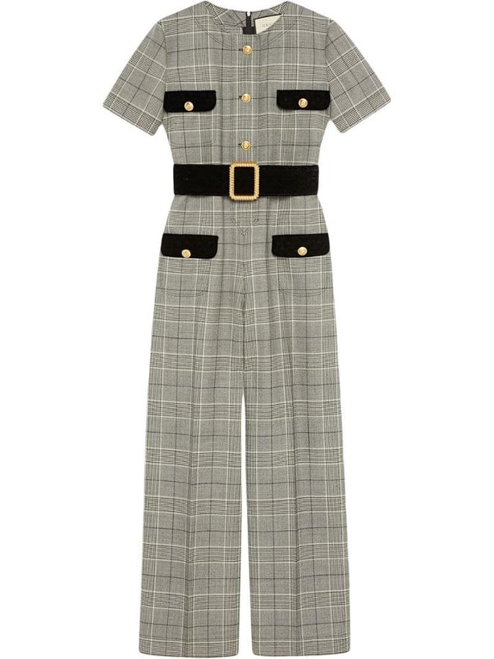Gucci Prince Of Wales Wool Jumpsuit - Grey