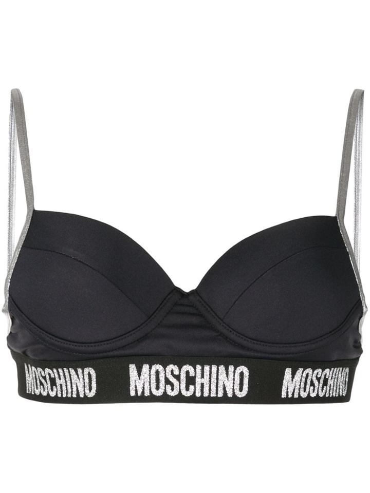 Moschino Logo Band Bikini Top - Black