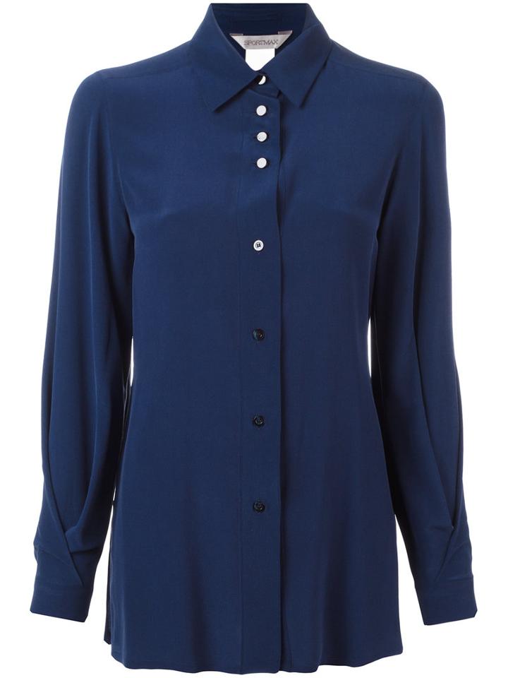 Sportmax - Buttoned Shirt - Women - Silk - 42, Blue, Silk