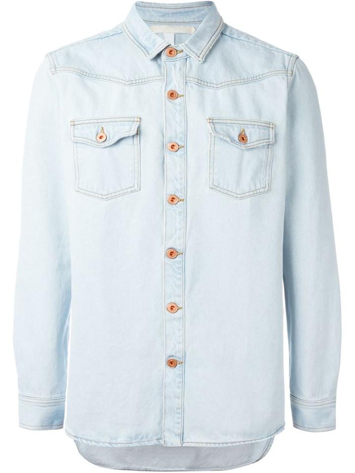 Off-white Back Logo Print Denim Shirt