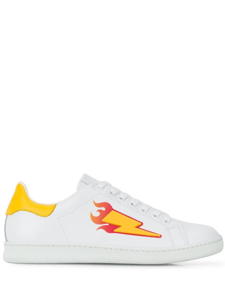 Neil Barrett Flaming Bolt Sneakers - White