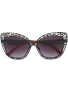Dolce & Gabbana - Lace Sunglasses - Women - Acetate/metal - 56, Black, Acetate/metal