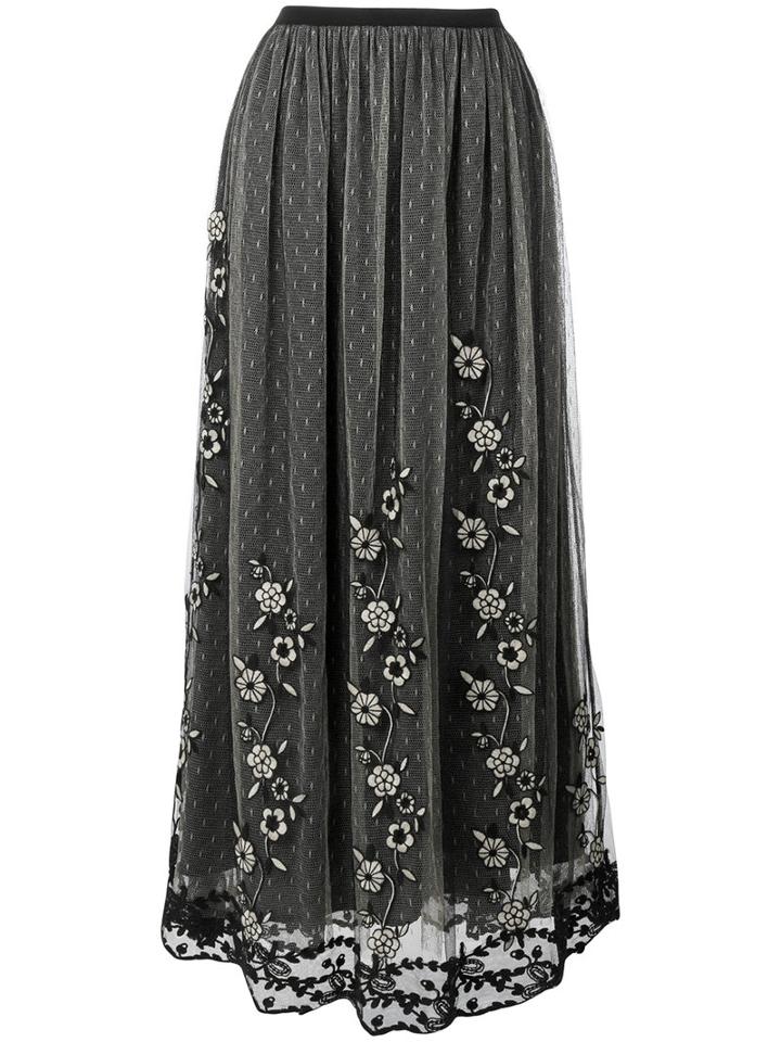 Red Valentino - Embroidered Layer Skirt - Women - Polyester/spandex/elastane - 42, Black, Polyester/spandex/elastane