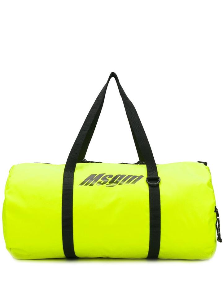 Msgm Logo Print Duffle Bag - Yellow