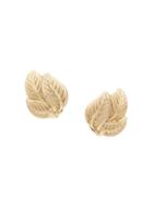 Susan Caplan Vintage 1960's Leaves Clip On Earrings - Gold