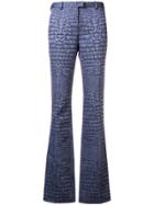 Roberto Cavalli Crocodile Print Bootcut Trousers - Blue