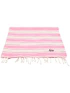 Mc2 Saint Barth Logo Embroidered Striped Beach Towel - Pink & Purple