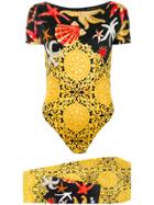 Versace Vintage Sheashell Bodysuit & Leggings - Yellow & Orange