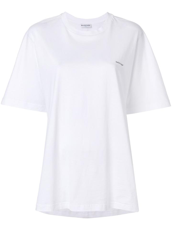 Balenciaga Logo Printed Cocoon T-shirt - White