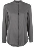 Eleventy - Band Collar Shirt - Women - Silk/spandex/elastane - 42, Grey, Silk/spandex/elastane