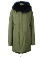 Mr & Mrs Italy Fur Collar Parka, Women's, Size: Xs, Green, Cotton/lamb Skin/racoon Fur/polyester