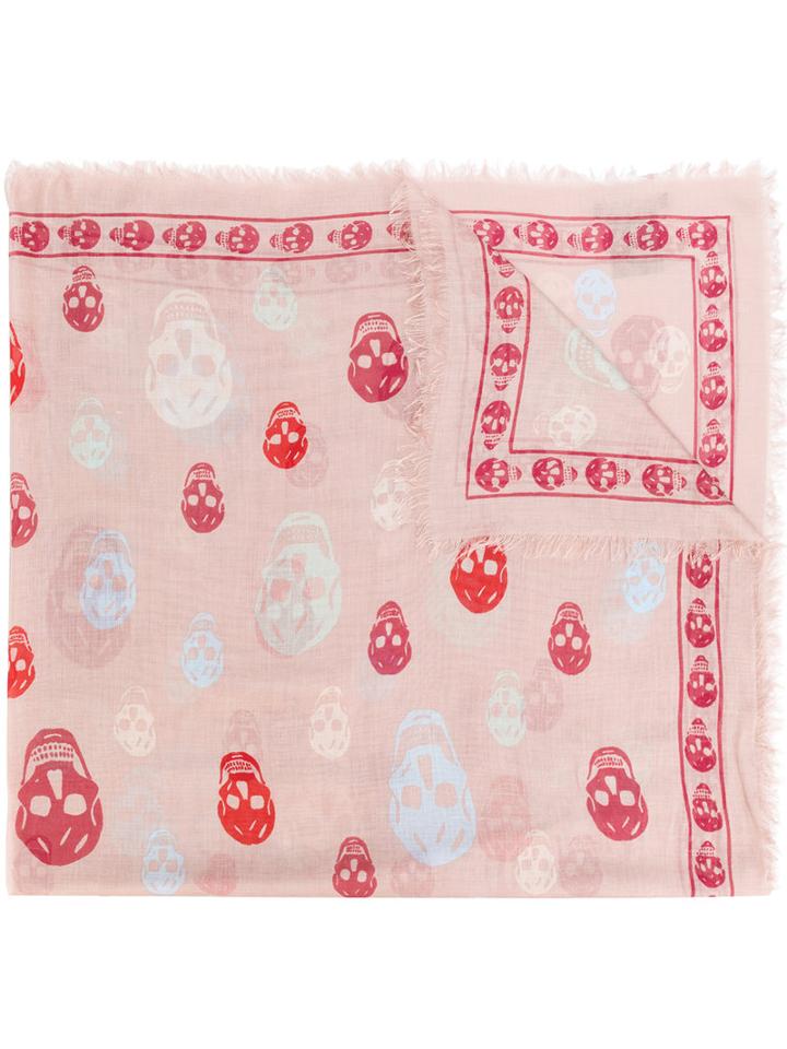 Alexander Mcqueen - Skull Scarf - Women - Silk/modal - One Size, Pink/purple, Silk/modal