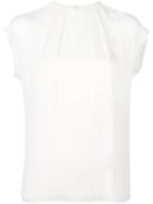 Michael Michael Kors Gathered Neck Blouse, Women's, Size: Large, Nude/neutrals, Silk