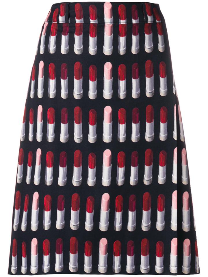 Prada Lipstick Print A-line Skirt - Black