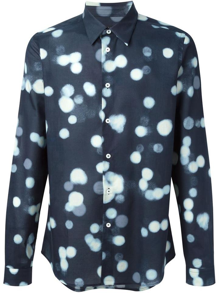 Ps Paul Smith Blurred Spot Print Shirt, Men's, Size: Xl, Blue, Cotton