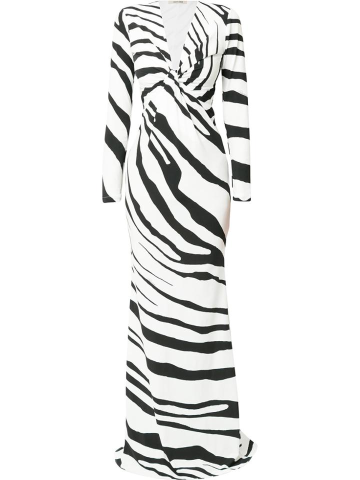 Roberto Cavalli Zebra Print Maxi Dress - Black