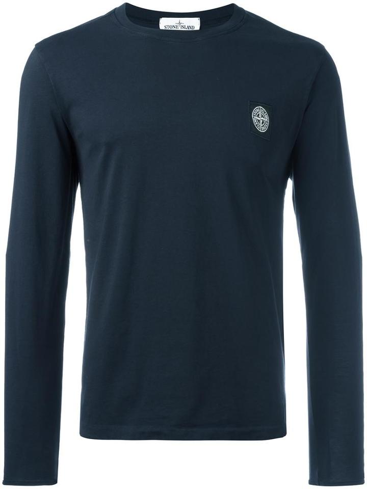 Stone Island Round Neck Sweatshirt, Men's, Size: Medium, Blue, Cotton