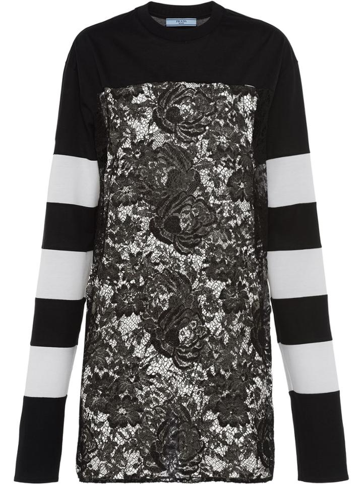 Prada Lace Panel Sweatshirt - Black